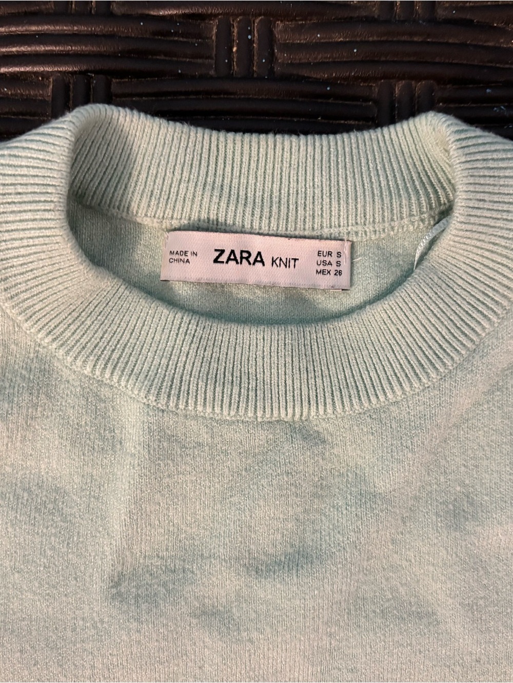Women’s ZARA Light Mint Crewneck Knit Sweater Crop Top
